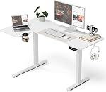 Acrolix L Shaped Standing Desk 51 inch Electric Height Adjustable Desk, Reversible Study Writing Gaming Computer Desks with Splice Board, Sit Stand Table for Home Office, White