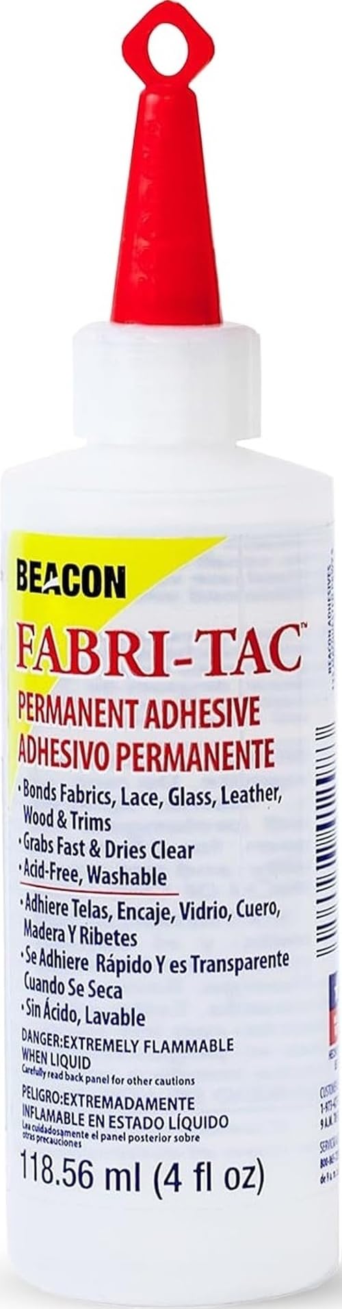 Fabri-Tac 113 ml, Pegamento glutinoso para plásticos, botella media, transparente