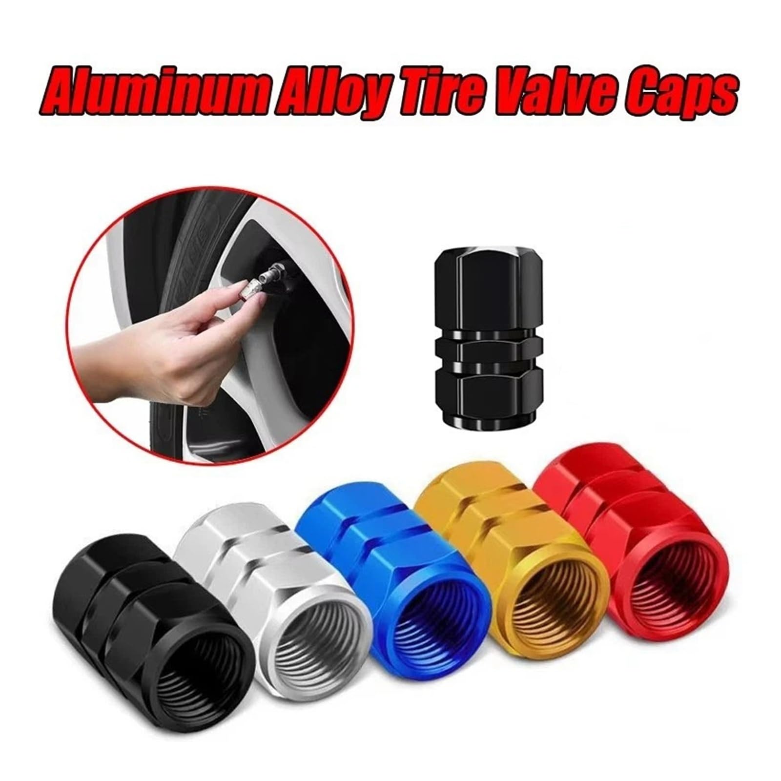4 tappi per valvole dei pneumatici in alluminio, ermetici, antipolvere, per auto, camion, bici (rosso, 4 pezzi)