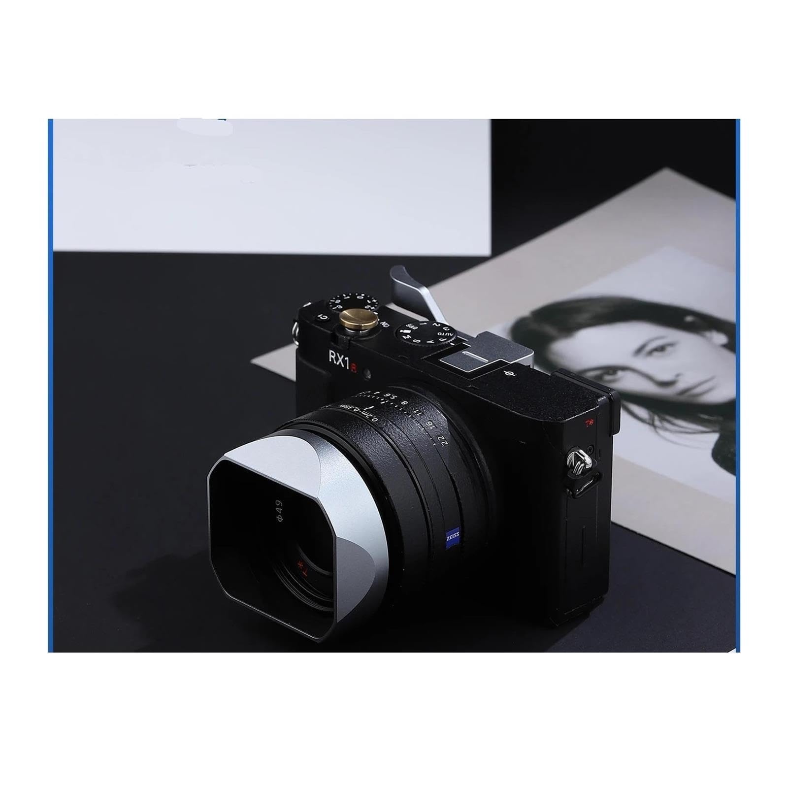 Pare-Soleil carré en métal, Compatible avec Sony, RX1R3 / RX1M2 / RX1 FE 40mm F2.5 G FE 50mm F2.5 G 24mm.8, Abat-Jour d'objectif sur A7CII A7CR A7R4(Silver)