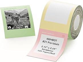 NIIMBOT Labels for B21 Pro, Red and Black Printing Labels, 54 x 66 mm, 125 Ribbons/Roll, Ideal for Stores, Clothing, Warning Signs and Name Labels, Spring Time