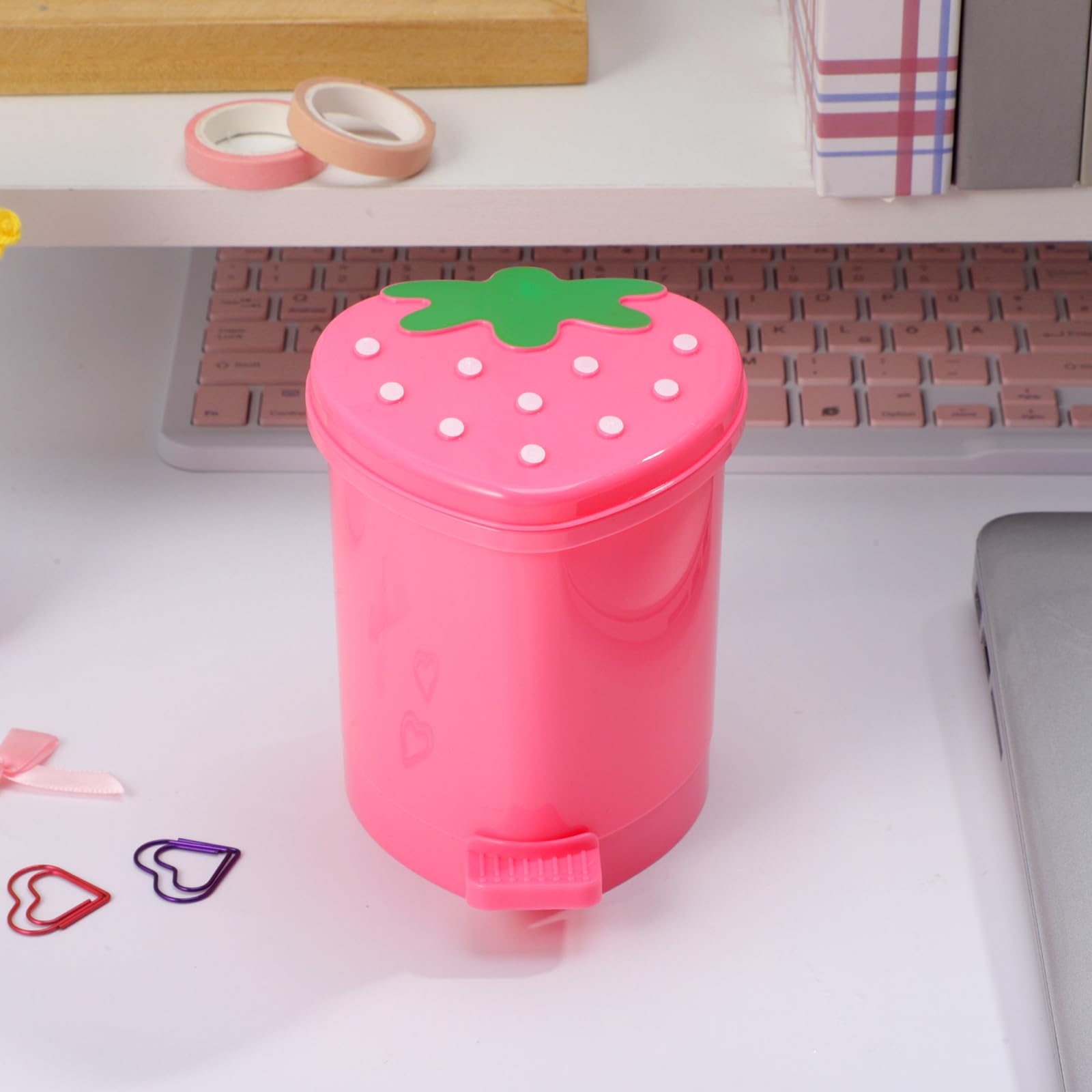 PLAFOPE Cestino per Rifiuti da Scrivania Mini in PP Rosa 10,5X9 CM Contenitore per Carta Pressing Cestino da Ufficio e Casa per Piccoli Rifiuti