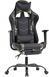 BestOffice Gaming Chair with Footrest, Ergonomic Office Chair, Adjustable Swivel Leather Desk Chair, Reclining High Back Computer Chair with Lumbar Support and Headrest, Racing Style Video Gamer Chair