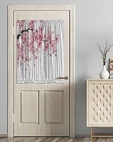 Vista 9 de Cortinas de primavera rosa Sakura con luz lateral francesa para puerta delantera, ventana, puerta de 25 x 40 pulgadas, cortina de panel de cortina