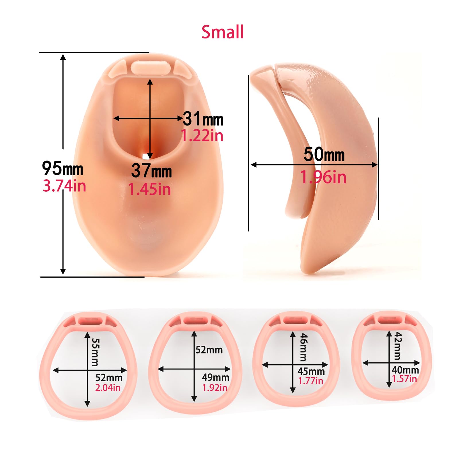 Cage de Chasteté pour Pénis en Résine Sex Toys Chastity Cage pour Sissy avec Serrure Dissimulée et 4 Anneaux Cage Chastetée pour Homme Fausse Chatte avec Ceinture Cage de Pénis Légère (Small)