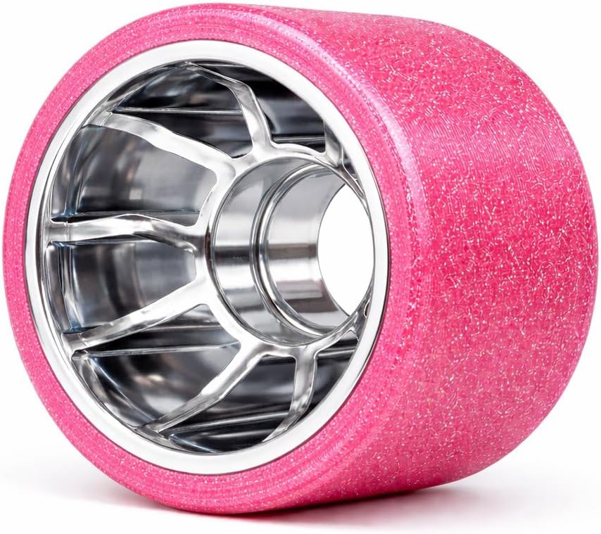 Bont Moonwalk Aluminum Hub Indoor Roller Skate Wheels, Speed & Jam, 64x42mm 96A, Set of 8 (Pink, Set of 8)