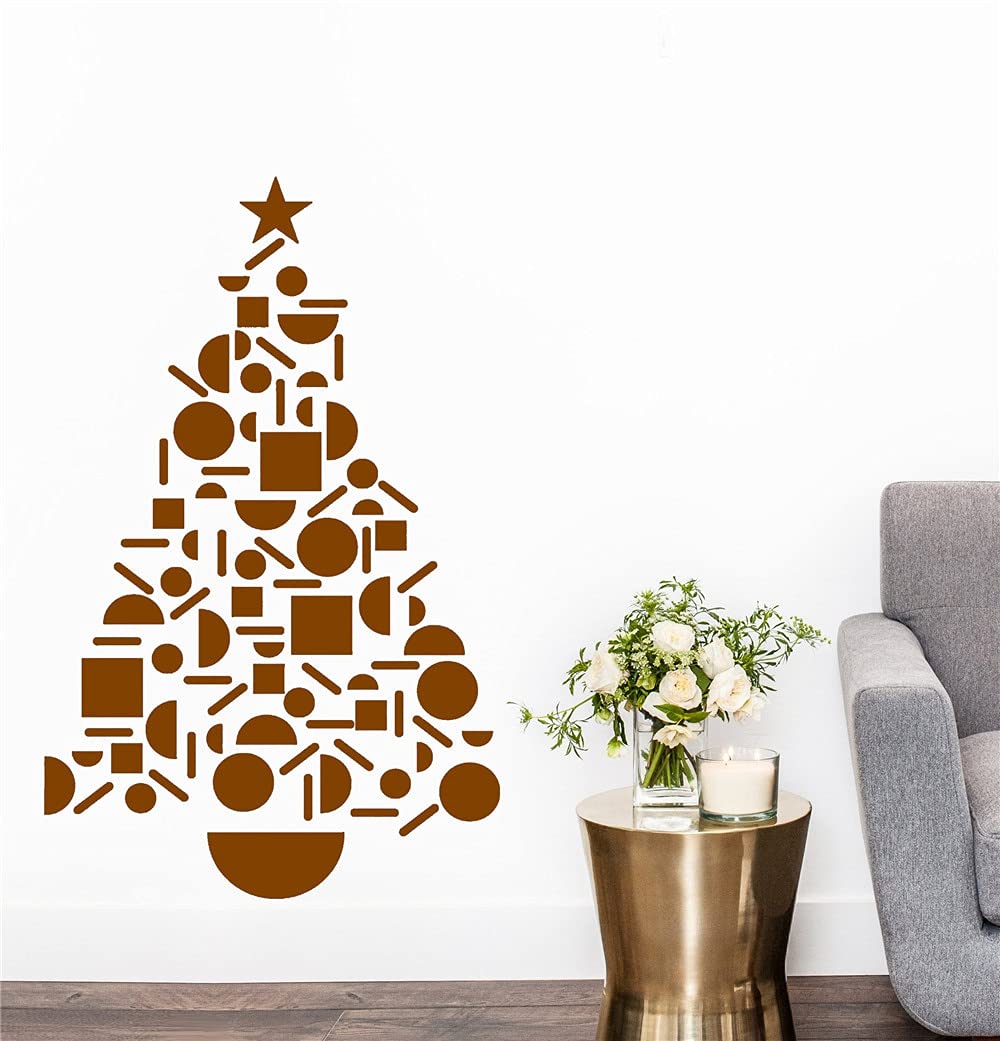 GADGETS WRAP Wall Decal Vinyl Sticker Wall Decoration - Stiker Dinding Festival Kaca Jendela Stiker Dinding Natal Selamat Natal Geometris 2021 Dekorasi Natal Tahun Baru Mural Santa