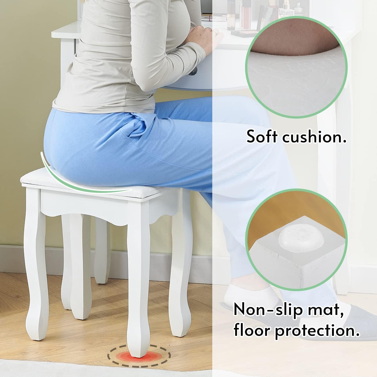 Makeup Vanity Table Set Vanity Desk with Stool with Drawers Dimmable Lighted Mirror with Voice and Touch Control Light,Make up Vanity for Girls Women