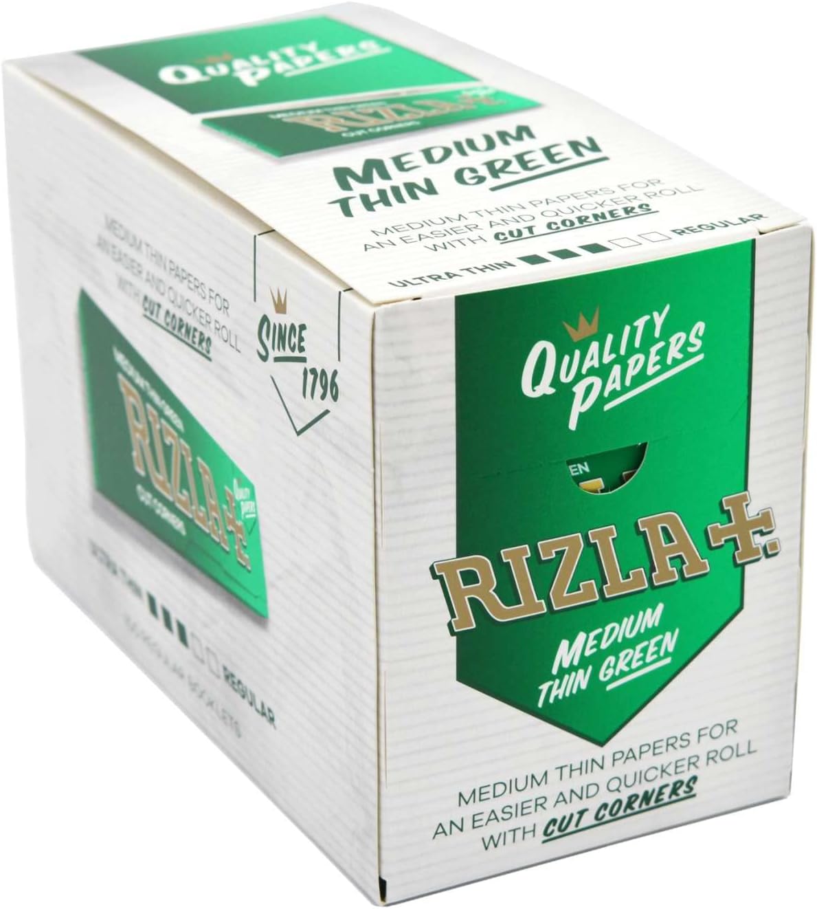 Rizla Regular Green Rolling Paper -The Iconic Brand Since 1796- Full Box Of 100 Packs