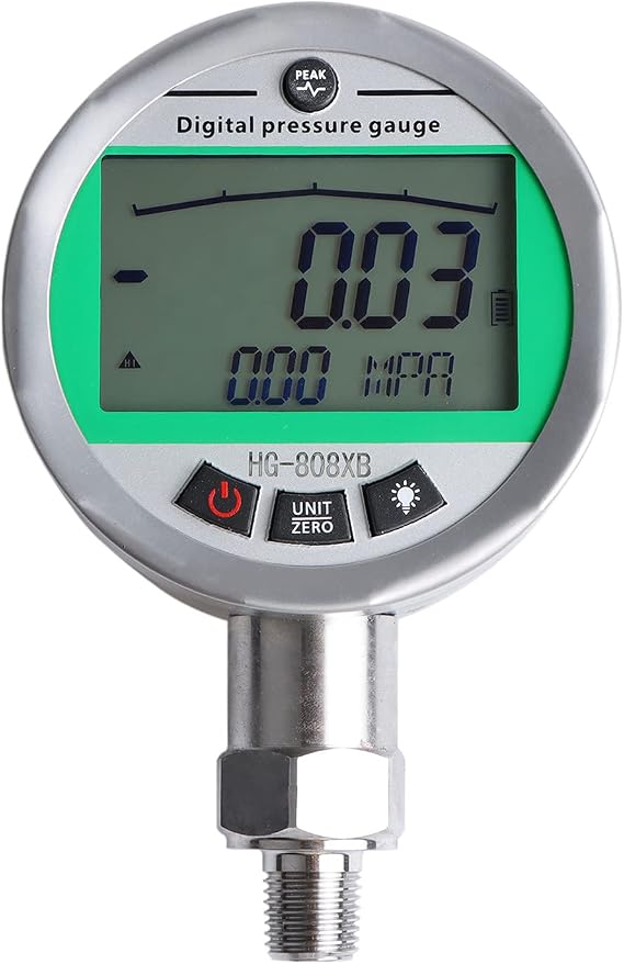 Digital Pressure Gauge 1.0MPA/150PSI Hydraulic Gas Water Pressure Gauge Accuracy 1% FS NPT1/4 Interface, Backlight Silica Gel Case(Green)
