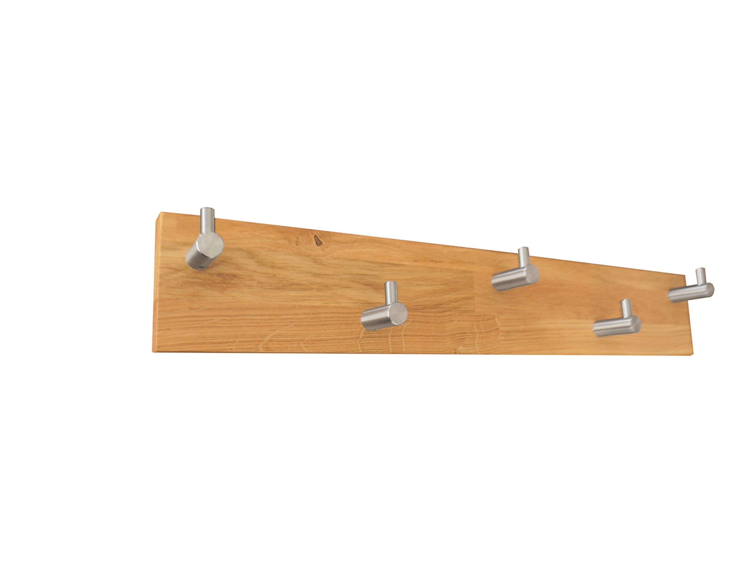 Garderobe Garderobenleiste Wandgarderobe Massivholz Eiche geölt Edelstahl Größe M Manufaktur