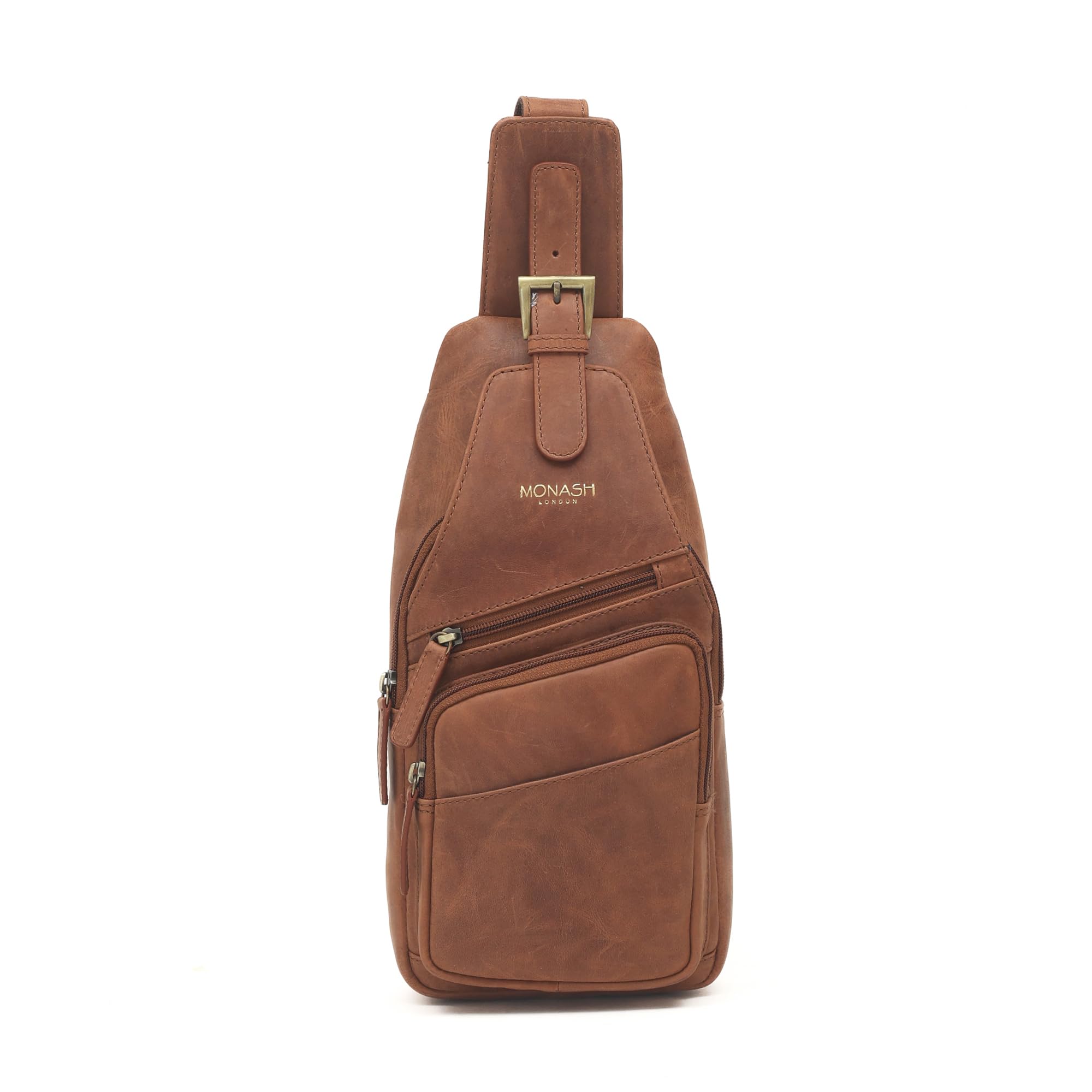 Genuine Leather Crossbody Bag Antique Brass | Magnetic Flap Pocket | Multiple Front Pockets | Adjustable Strap-picture-25