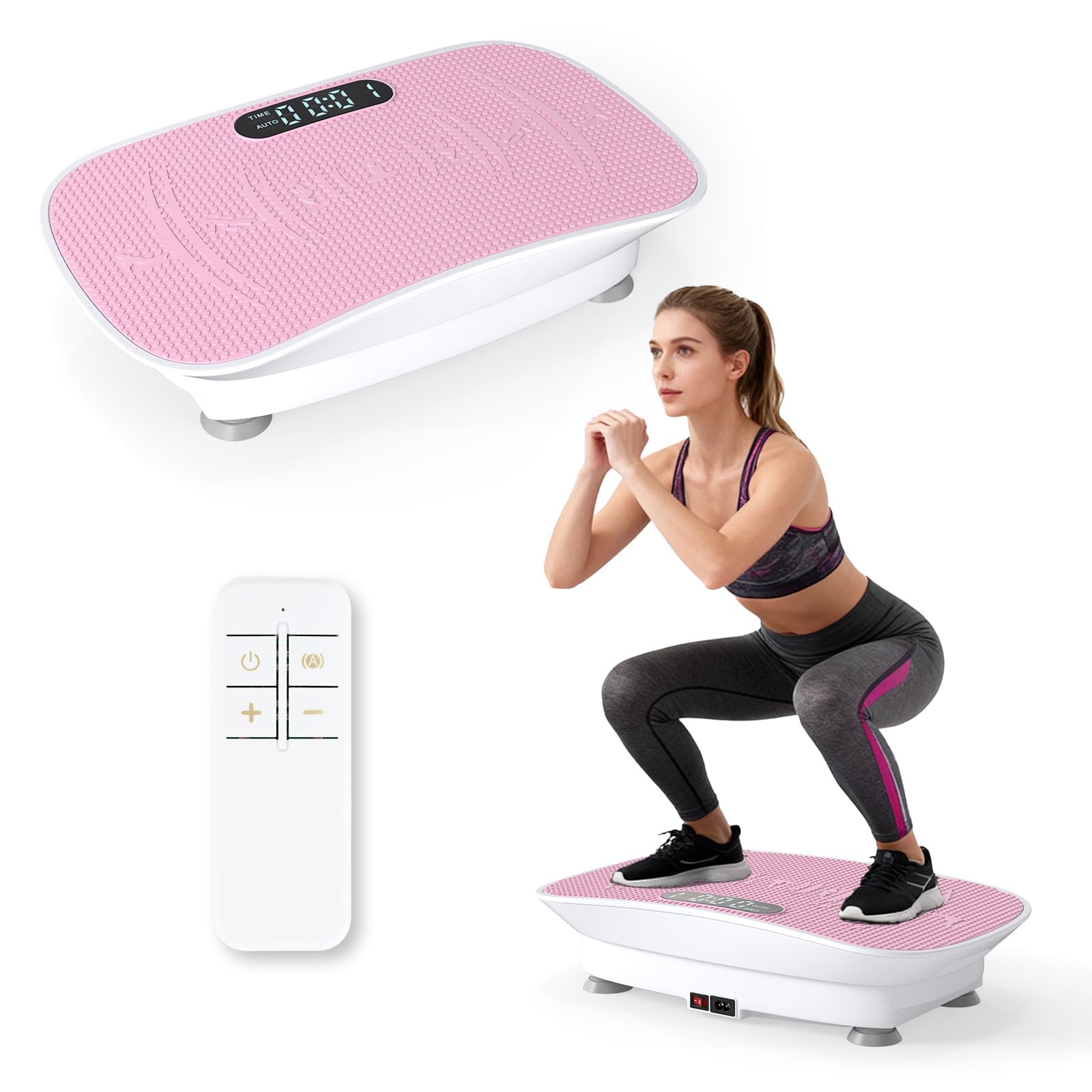 GYMAX Pedana Vibrante Dimagrante con 10 Livelli di Intensità e Timer da 10 Minuti, Schermo con Durata dell'Esercizio, Piattaforma Vibrante con Telecomando per Allenamento a Casa