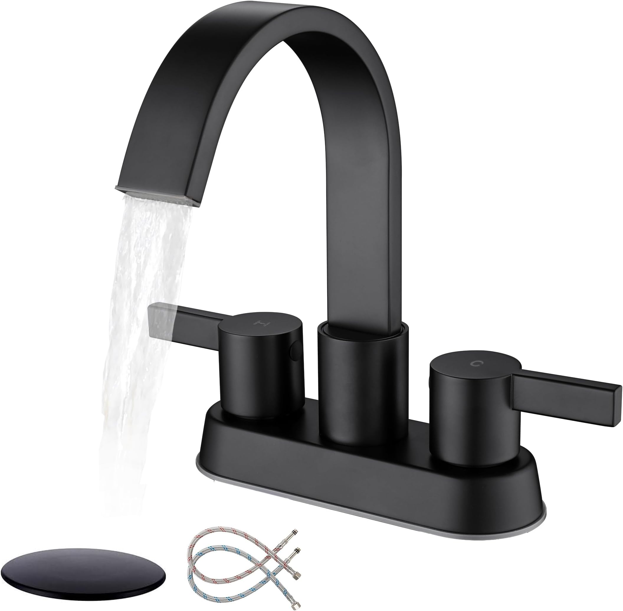 Matte Black Bathroom Sink Faucet, Hurran 4 inch Bathroom Faucets for ...