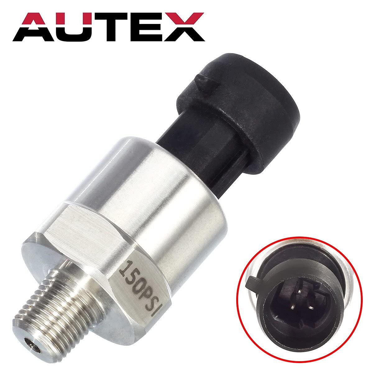 AUTEX 150 Psi Pressure Transducer/Sender/Sensor with Connector Harness 0-150 Psi Stainless Steel 1/8”-27 NPT Pressure Transducer Sensor Compatible with Oil, Fuel, Air, Water