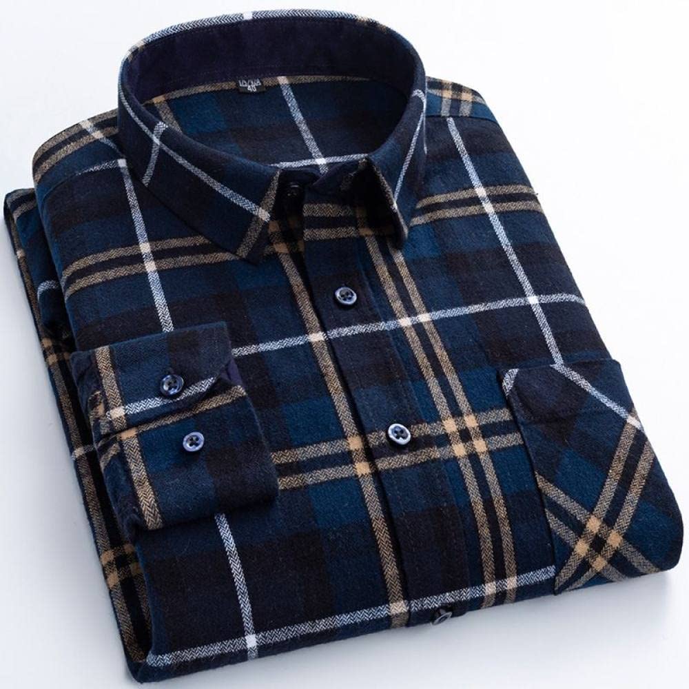 Camicia In Cotone A Maniche Lunghe Da Uomo,Camicia Casual Da Uomo A Maniche Lunghe, Camicia A Quadri In Flanella Di Cotone Da Uomo Manica Lunga Con Taschino Sul Petto Camicia Casual Per Uomo Camicia