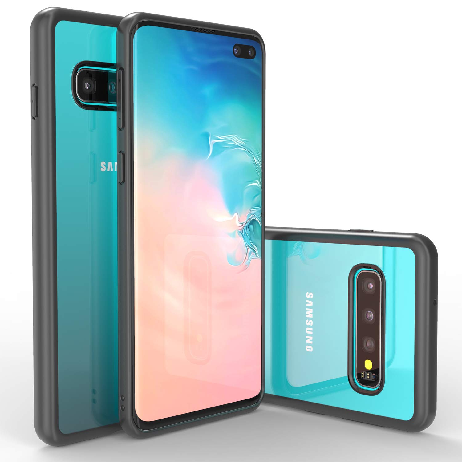 MVPBOX Crystal Transparent Designed for Samsung Galaxy S10 Plus Case (2019) (Black/Clear)