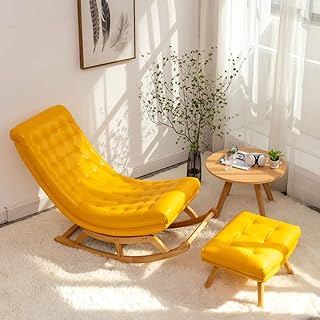 HZH Cadeira de balanço Cadeira de praia Pátio Jardim Espreguiçadeira para sesta Espreguiçadeira Cadeira de relaxamento Cadeira de leitura de lazer Cadeira de sofá Cadeira de descanso reclinável para