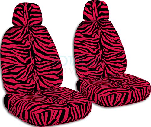 Totally CoversAnimal Print Car Seat Covers w 2 Separate Headrest Covers: Red Zebra - Semi-custom Fit - Front - Will Make Fit ANY Car/Truck/Van/RV/SUV (30 Prints)