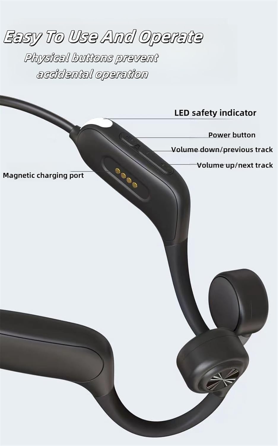 Wireless Bone Conduction Bluetooth Headset, IPX8 Waterproof Bluetooth Headset, Built-in 32G Storage, Exquisite Appearance, for Runners, Cyclists and Swimmers