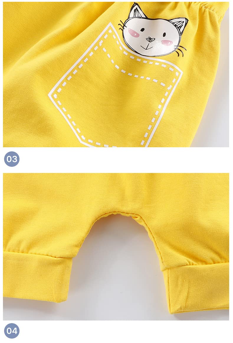 DYOU 4er-Pack kleine Baby Mädchen Jungen Baumwoll Haremshosen Shorts Cartoon Bedruckte Shorts-Outfits