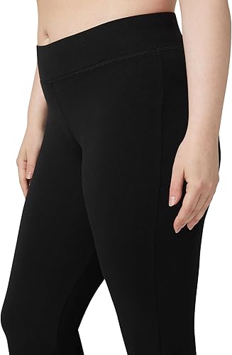 Miniatura 4 de No Nonsense Pantalones de yoga negros acampanados de algodón para descansar, entrepierna de 32.5 pulgadas, cintura ancha, cobertura que no se ve