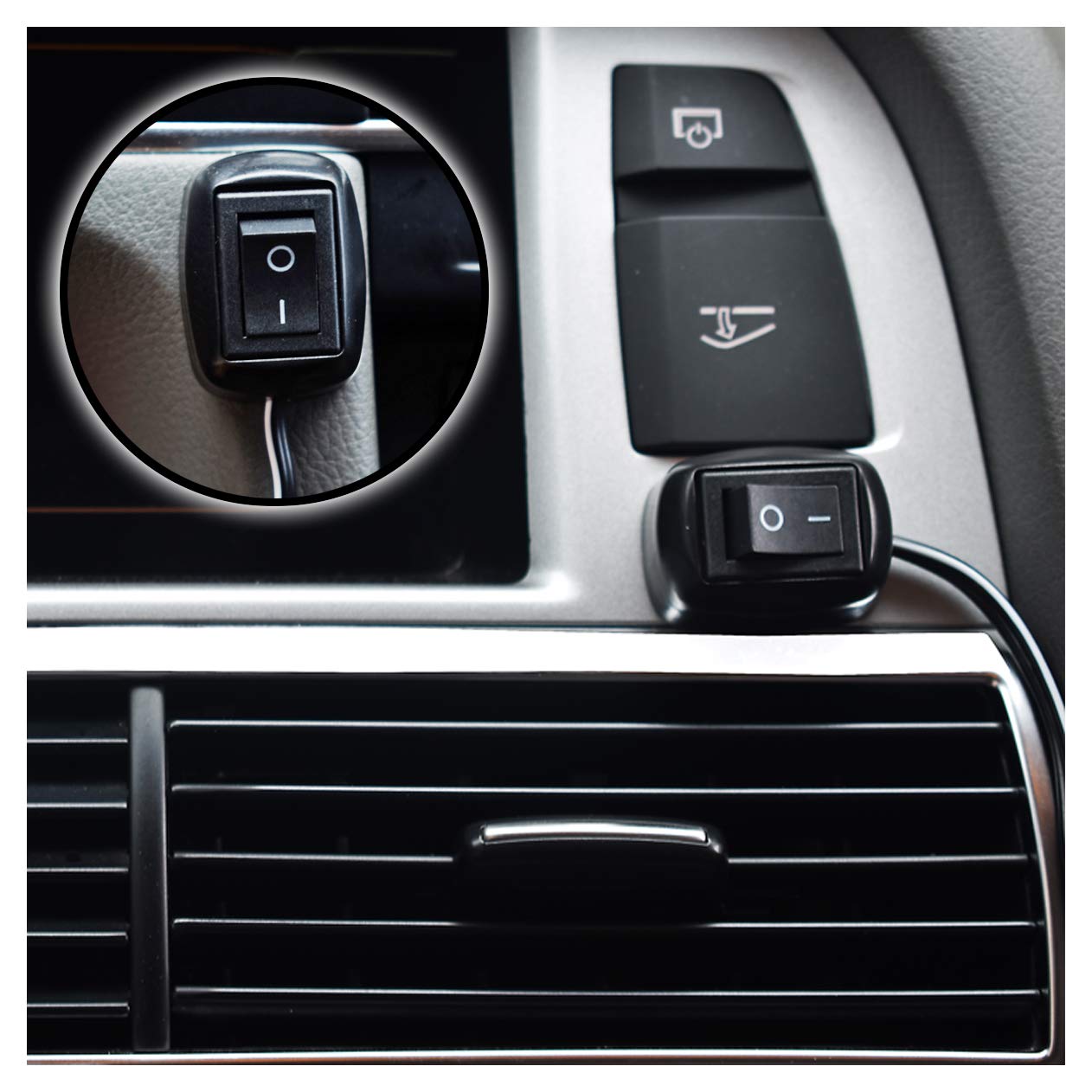 Universal Rocker Switch, Car DIY Switch Paste Type Rocker Switch ON/Off, 12V DC, with Pre-Applied Adhesive. Ideal for Fog Lights, LED Light Bars, and Auxiliary Lighting.1PCS