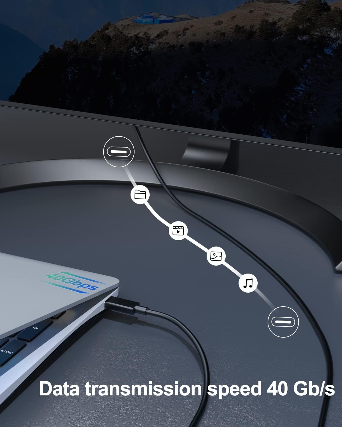 Superer Thunderbolt 4 Cable, 6.6Ft USB 4 Cable Fit for 4K/8K Video Display, 40 Gbps Data Transfer, 100W Charging, Fit for Desktop/Dock/Laptop/Tablet/Phone etc, USB C to USB C Power Cord