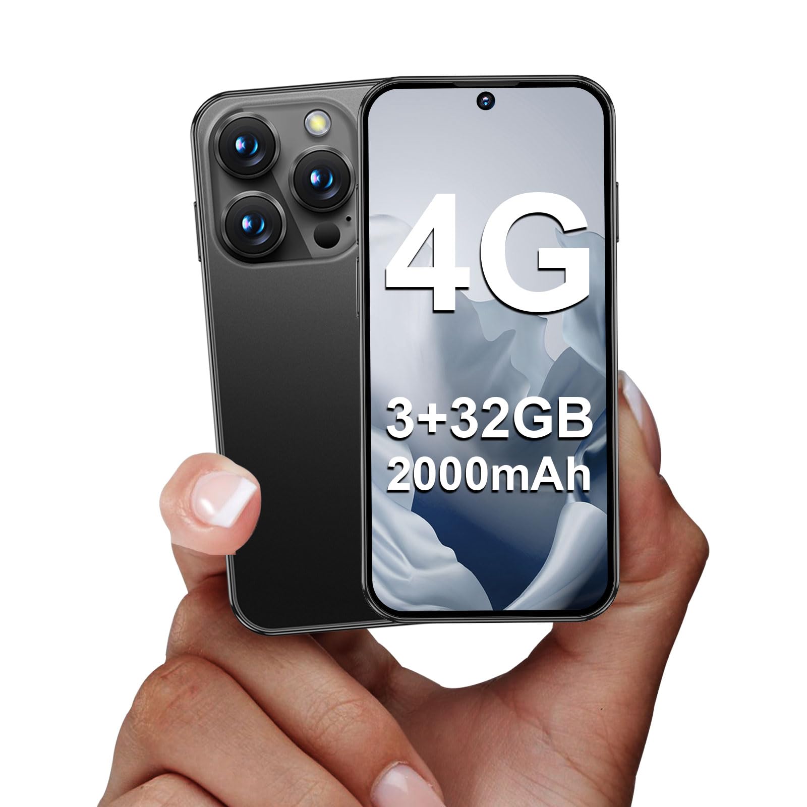 Mini smartfon 4G, mini odblokowany telefon komórkowy 3+32 GB – wyposażony w HD ekran 3,88 cala, baterię 2000 mAh, aparat 5 MP, podwójne SIM z podwójnym trybem czuwania, ultra cienki design