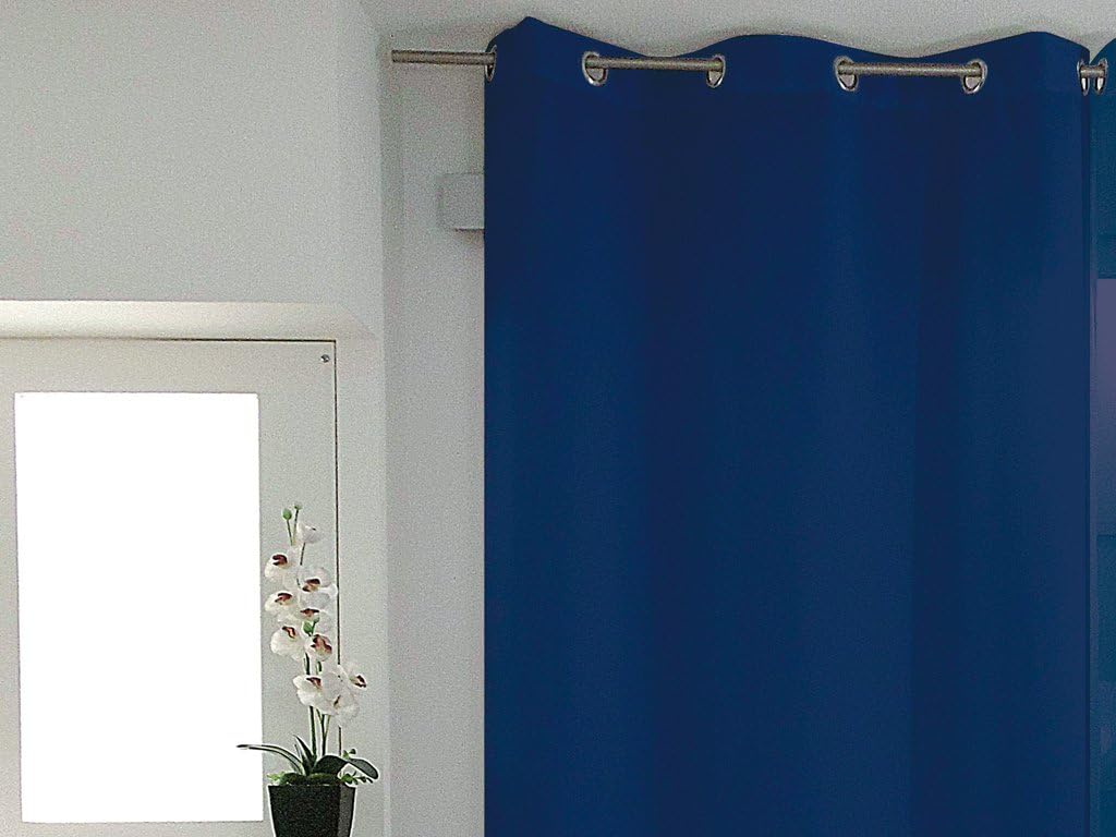 Soleil d 'Ocre Alix Curtain with Eyelets Polyester 140 x 240 cm, polyester, marine, W 55.1" x L 94.5" (1 Panels)
