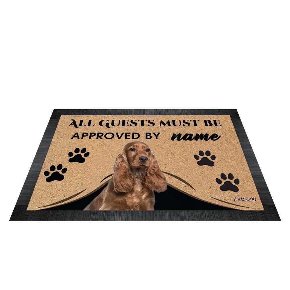 BAGEYOU All Guests Must be Approved Outdoor Doormat with My Love Dog Cocker Welcome Floor Mat Custom Name 23.6" X 15.7"
