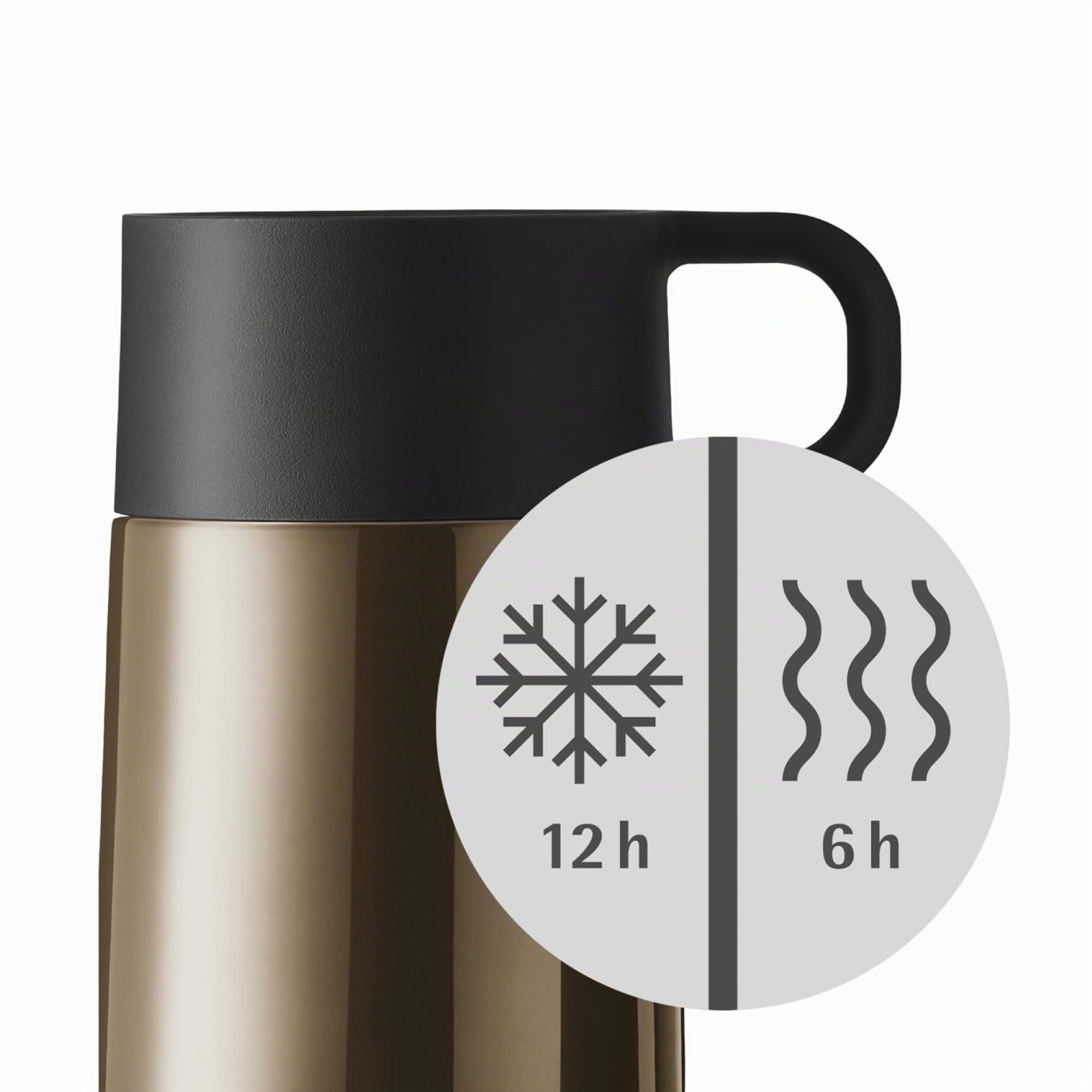 WMF Impulse Travel Mug Taza térmica, 0,3 l, cierre automático, apertura de 360°, mantiene las bebidas calientes durante 6 h y frías durante 12 h, taza de café para llevar, marrón