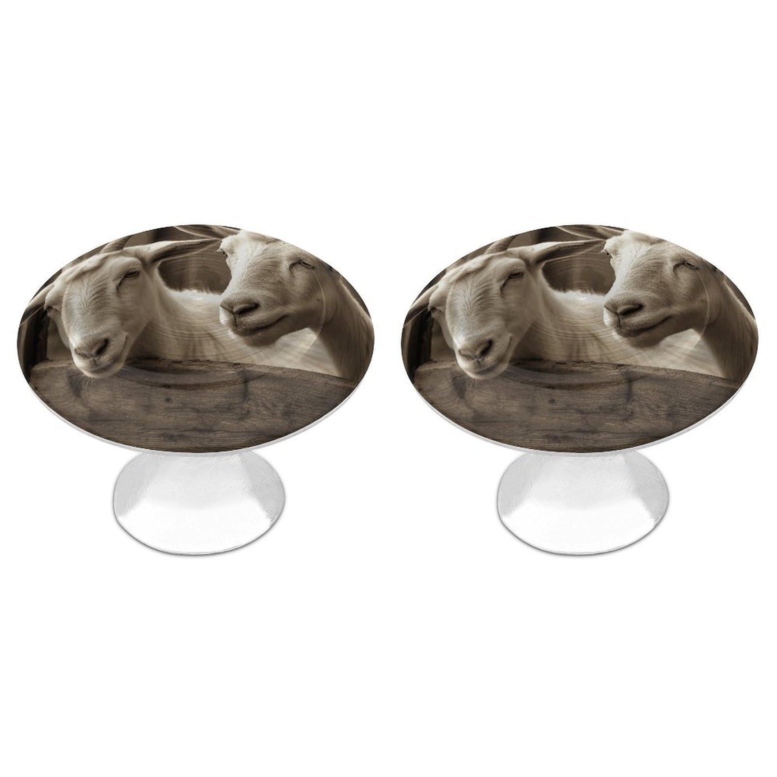 Fodpand White 2 Pack Cabinet Knobs 1.1 Inch Single Hole Drawer Pulls Handles Decorative Goat Furniture Knobs For Dresser Kitchen Bathroom Cupboard Wardrobe Vanity Closet Door Hardware