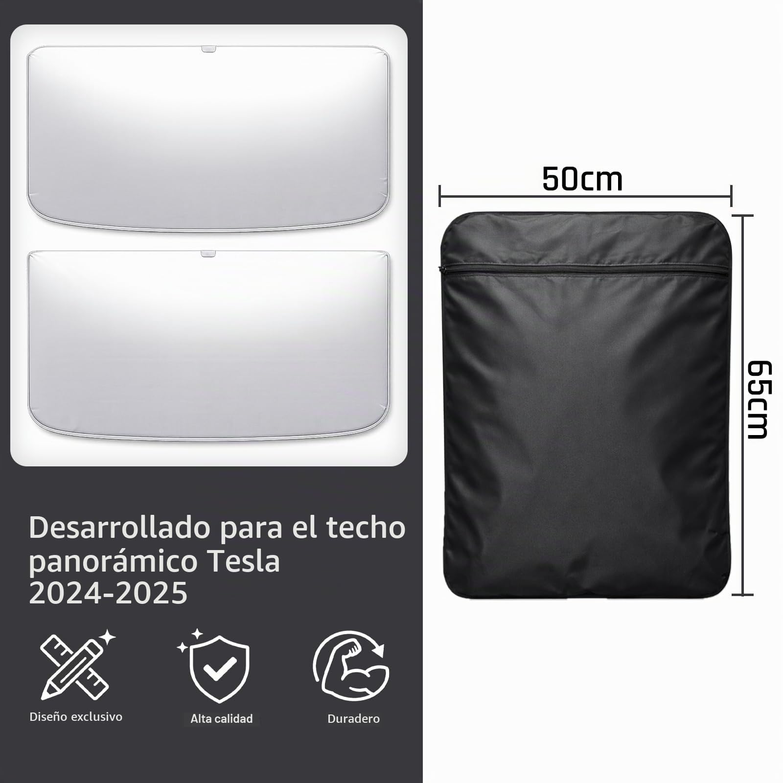 Tesla Model Y Highland 2024 2025 Parasol Coche Delantero, Parasol para Techo sin flacidez, Aislamiento y Reflexión Integrados Parasol Interior, Protección UV, Mantener Fresco (Model Y)