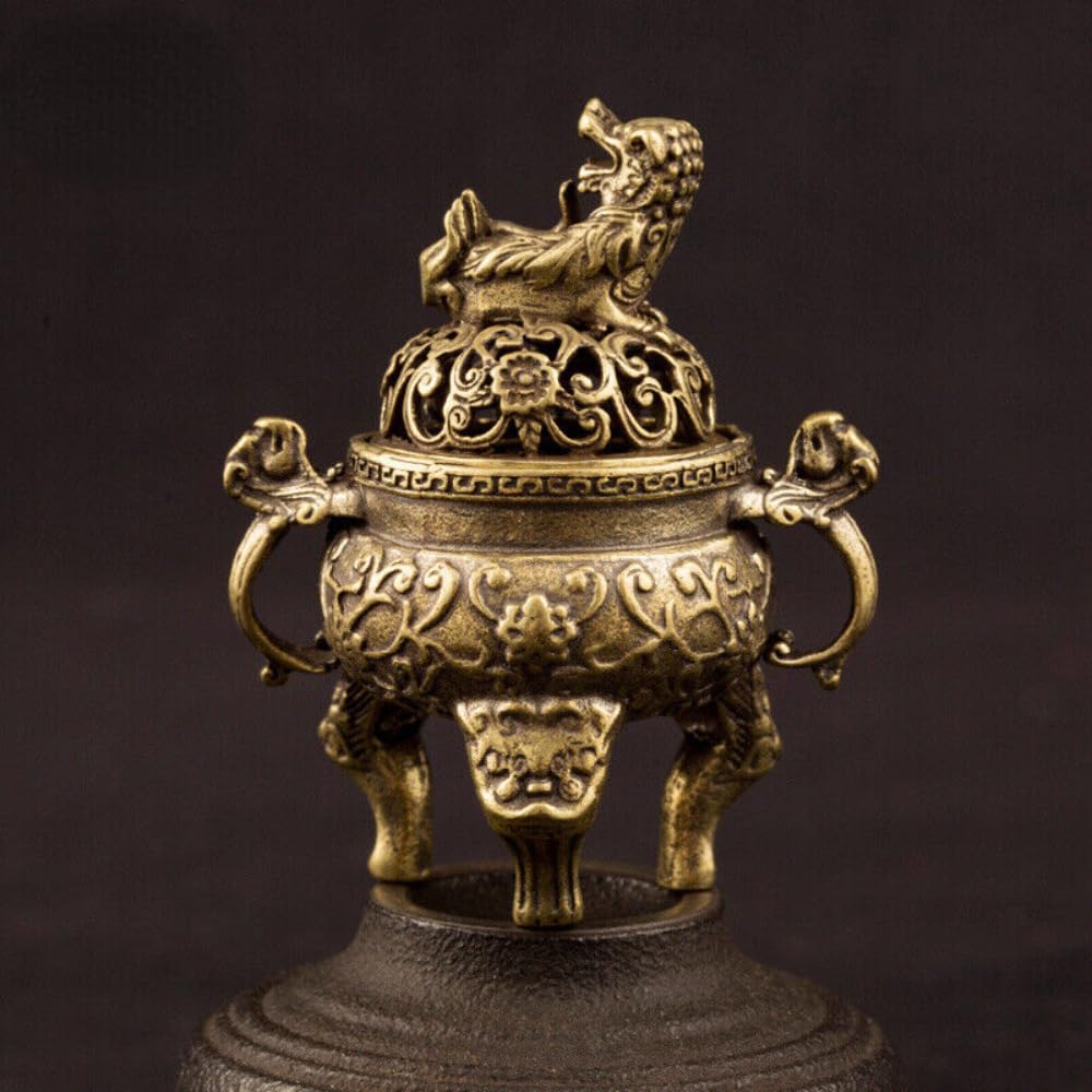 Brûleur d'encens Qilin en laiton pour coin méditation et yoga