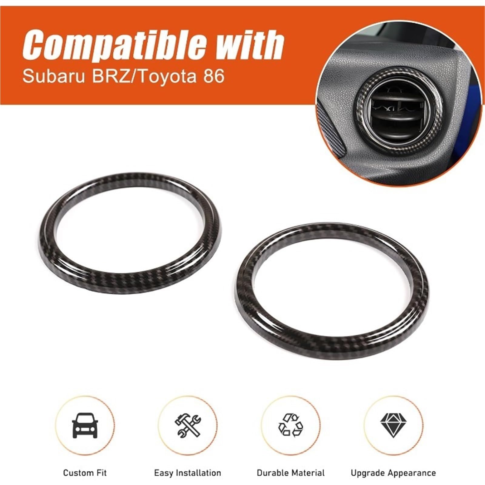 Naklejki dekoracyjne na boczne drzwi Pasuje do Toyota 86 GT86 Pasuje do Subaru BRZ 2012-2020 deska rozdzielcza samochodu boczny nawiew dekoracyjny pierścień pokrywa tapicerka(Matte balck)
