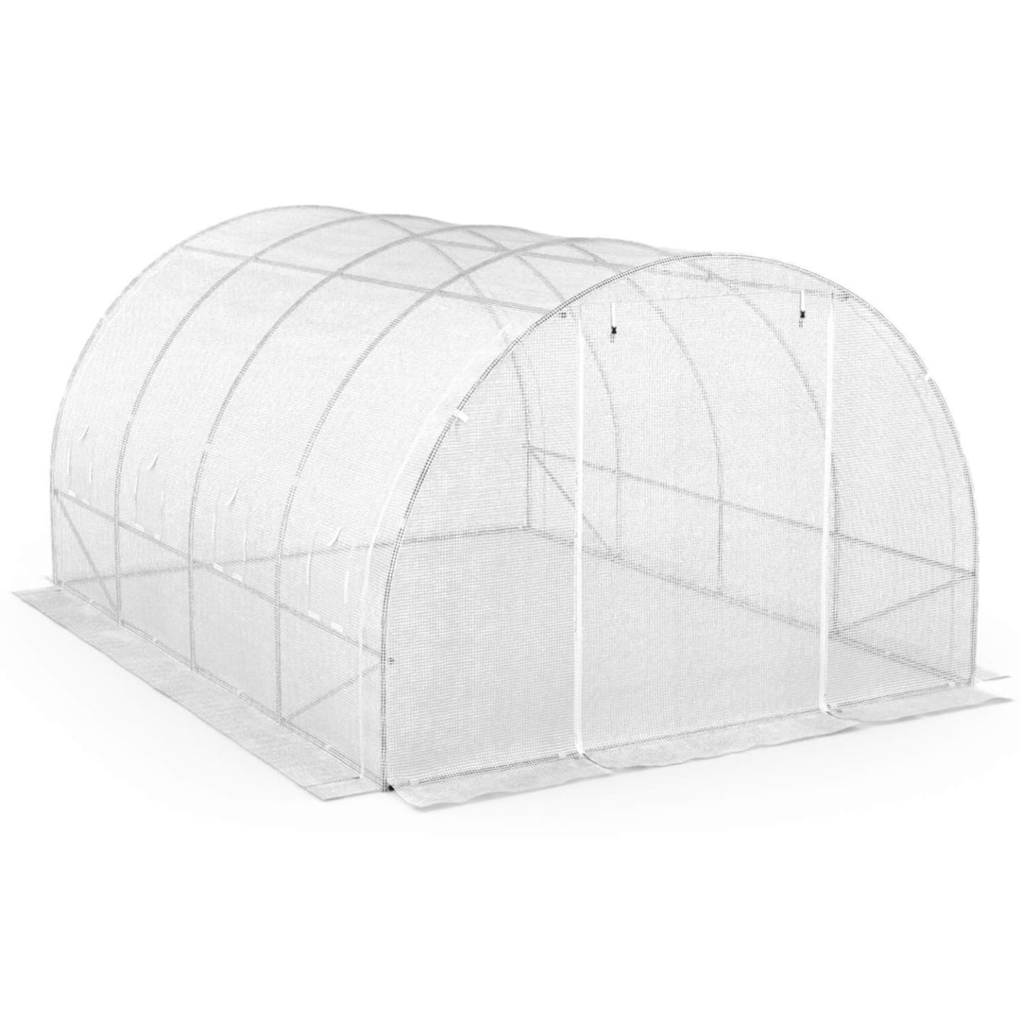 IDMarket - Serre de Jardin Tunnel 12m² Blanche Zebra 4 Saisons