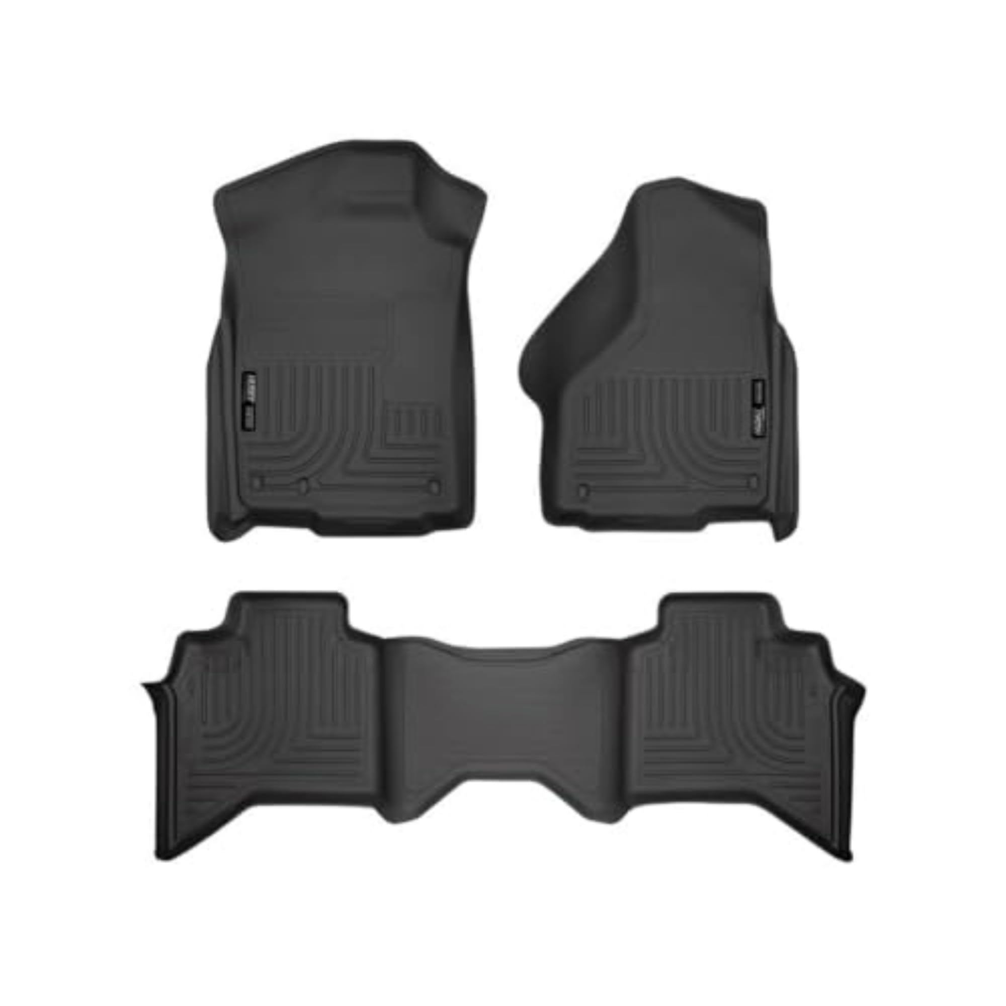 Husky LinersWeatherbeater Floor Mats | Fits 2002 - 2008 Ram 1500 Crew Cab; 2003 - 2009 Ram 2500/3500 Crew Cab | Front & 2nd Row, 3-pc Black - 98031