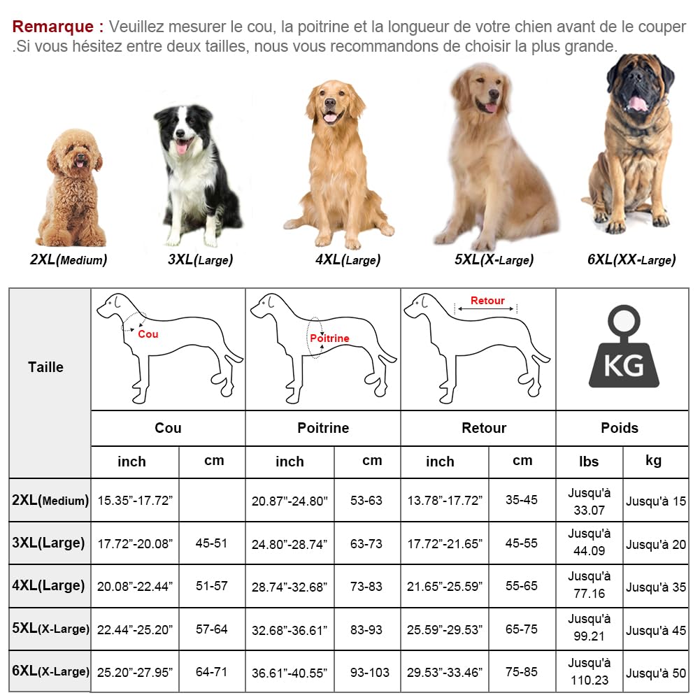 Imperméables pour Chiens avec Capuchon Impermeable Chien, Manteau Chien Imperméable, ultraléger et aéré avec Bandes réfléchissantes pour Chiens Moyens à Grands (Rouge, 4XL)