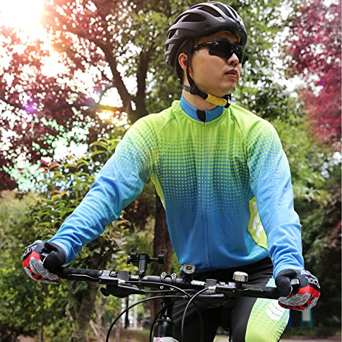 Qudai Conjunto de roupas de ciclismo de inverno masculino manga longa à prova de vento de lã térmica
