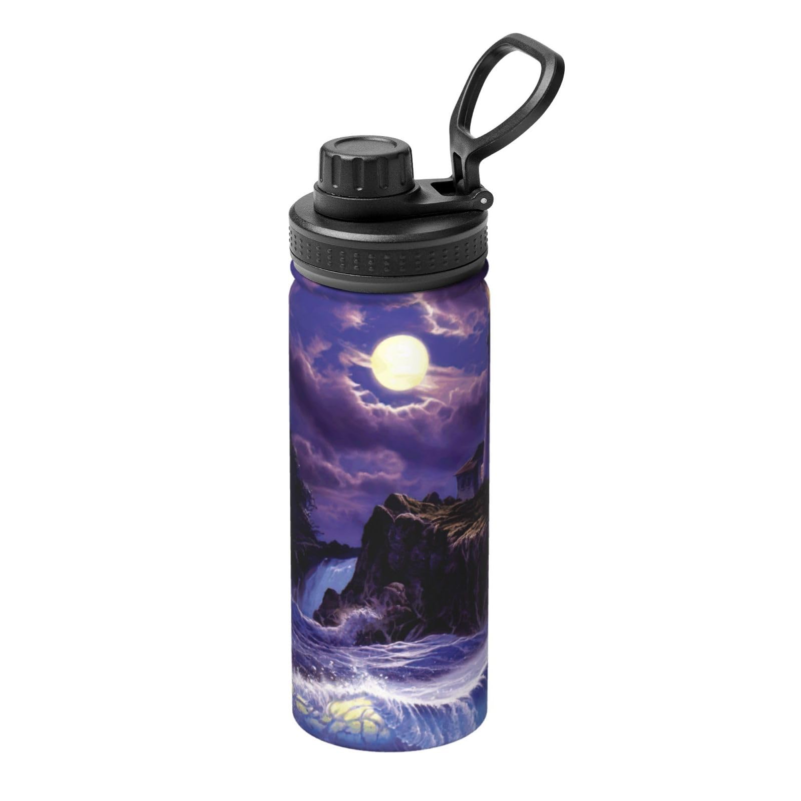 Bouteille d'eau de sport en acier inoxydable haut de gamme Moonlight Lighthouse