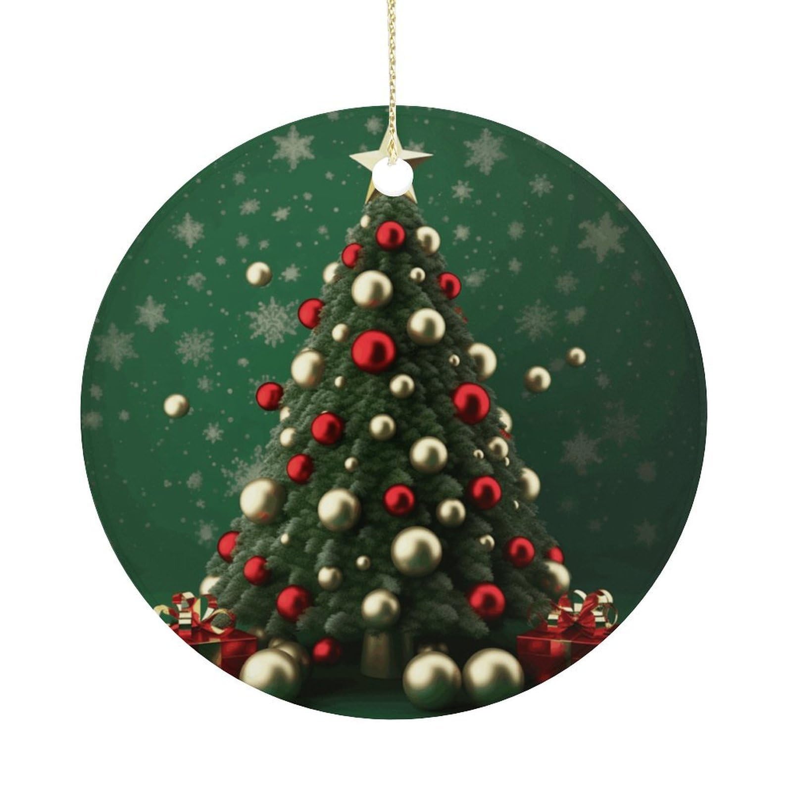 Round Ball Christmas Tree Christmas Ornament,Round Ceramic Ornaments Personalized Christmas Tree Ornament for Holiday Porcelain Keepsake Gifts Ideas Home Decor