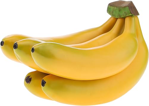 Gresorth Artificial 5 Heads Banana Fake Realistic Fruit Decoration Plastic Model Lifelike Simulation Market Festival Party House Office Desk Photography