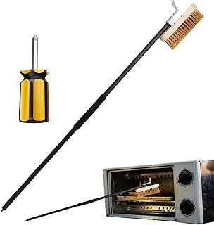 ピザストーンブラシ - 耐熱真鍮毛スクレーパー、傷防止クリーニング、調節可能なハンドルツール |ベーキング用ブラシ ヘッド デザイン オーブン炉壁ピザ石メンテナンス アクセサリー