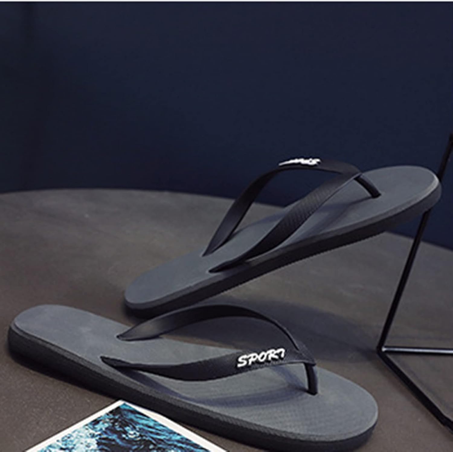 Men’s Sandals Slim Flip Flops for Men Lightweight Water Shoes Flat Sandals Open Toe Comfortable Summer Beach Slippers for Summer Bathroom Pool - Image 5