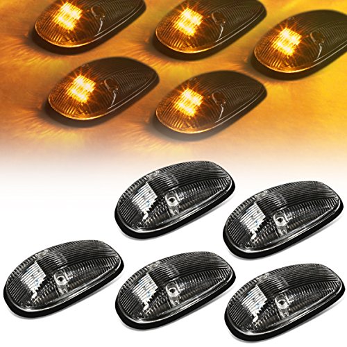 Auto Dynasty Compatible with Dodge Ram 1500/2500 / 3500 BE 5 X LED Cab Roof Top Lights (Black Housing Yellow LED)