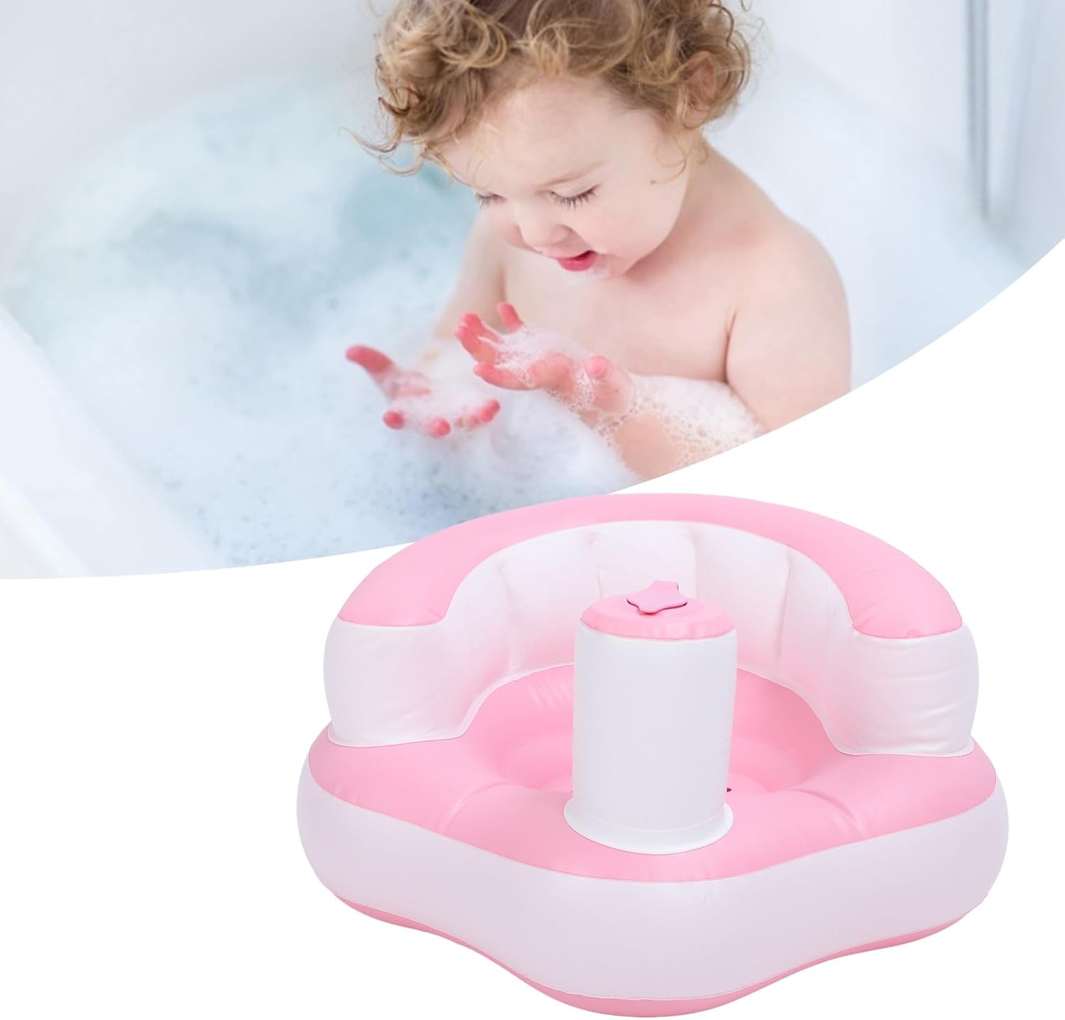 Bendable Infant Inflatable Seat, PVC Material, Built in Air Pump Foldable Portable Safety Chair for Newborns