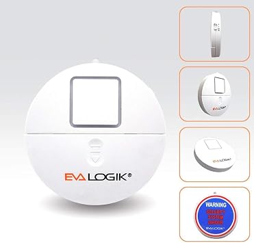 EVA LOGIK Modern ultra-thin window alarm, loud, with 120 dB alarm and vibration sensor, compatible with almost any window, glass break alarm, perfect for home, office, dorm room - 4 packs