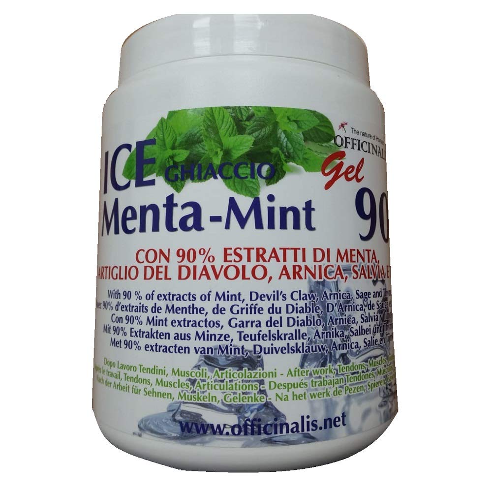 Officinalis Ice Ghiaccio Menta-​Mint Gel 90% - Estratti di Menta, Arnica, Salvia, Timo, Artiglio del Diavolo 1000ml
