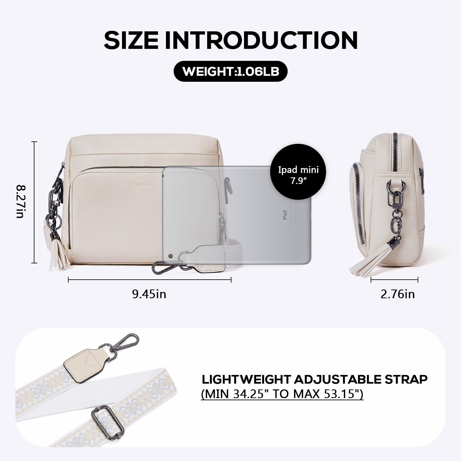 POIUGOYA Crossbody Purses for Women Trendy,Vegan Leather Medium Crossbody Bag,Women's Crossbody Travel Purse Built in Wallet - Image 4